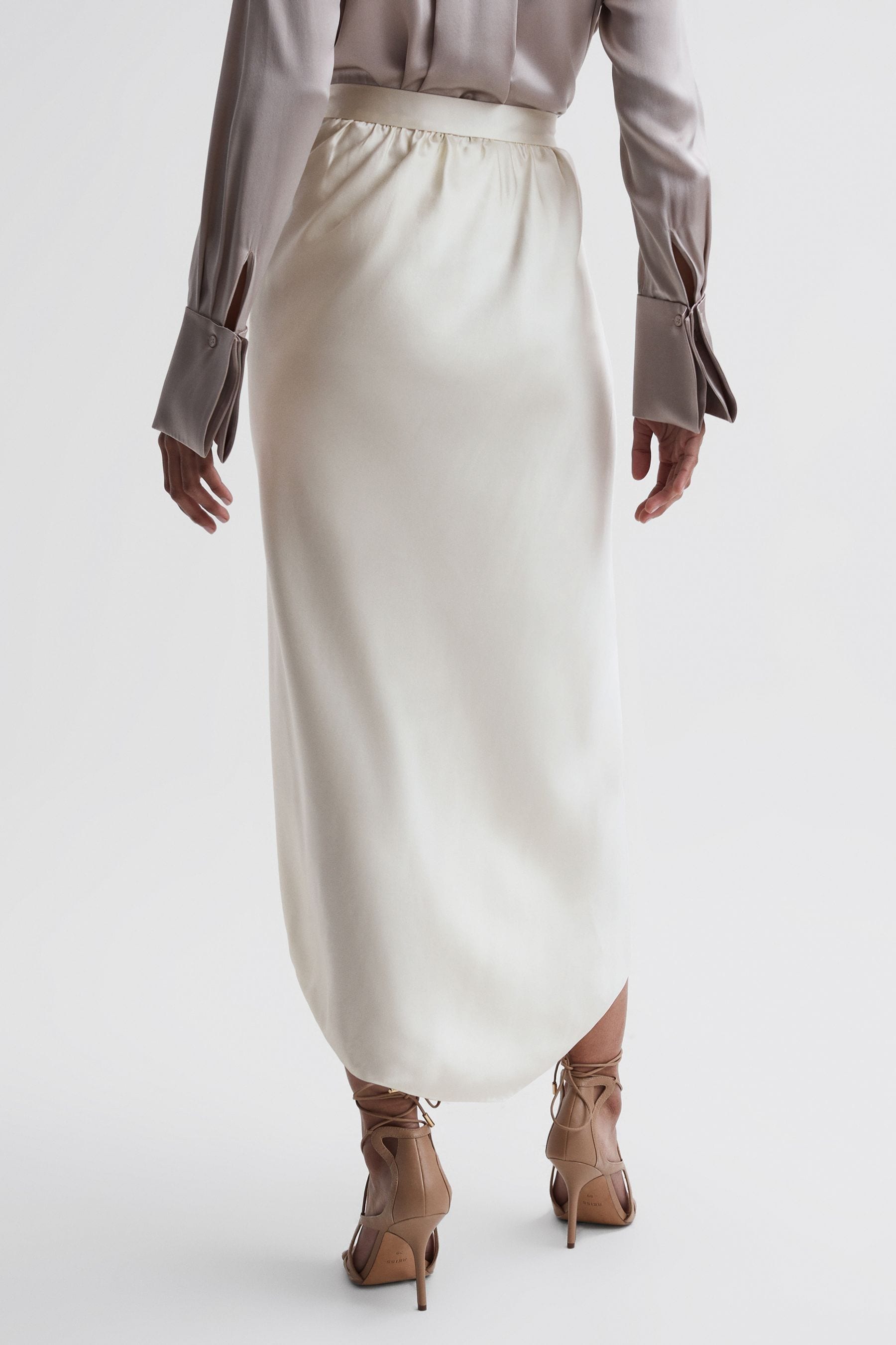 Buy Reiss Ivory Tyra Silk High Low Wrap Skirt from the Next UK
