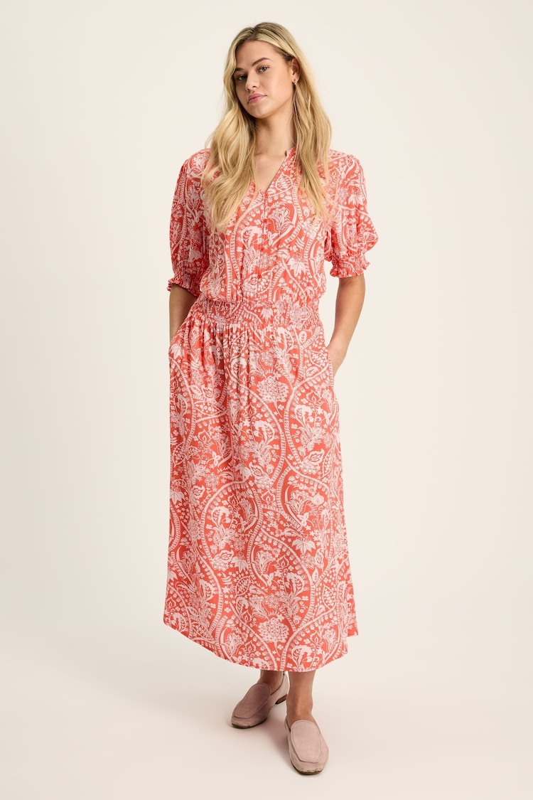 Joules Laurie Red Viscose Midi Dress - Image 1 of 6