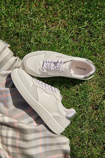 Barbour® White White Celeste Silver Detail Cupsole Trainers