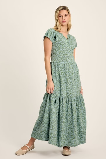 Joules Ariana Green Jersey Tiered Dress