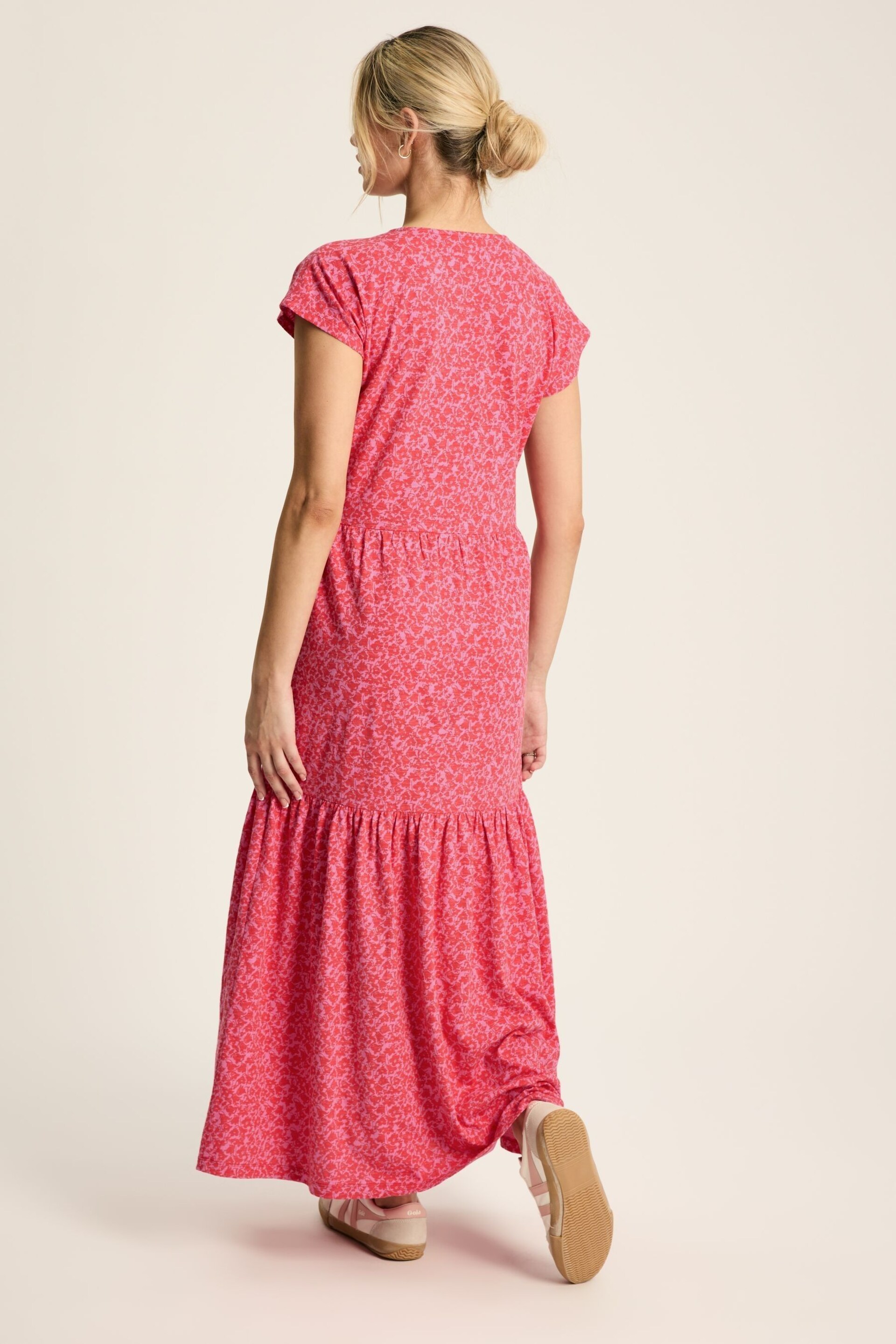 Joules Ariana Pink Jersey Tiered Dress - Image 2 of 7