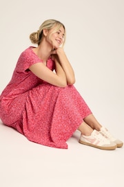 Joules Ariana Pink Jersey Tiered Dress - Image 3 of 7