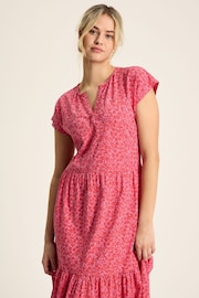 Joules Ariana Pink Jersey Tiered Dress - Image 4 of 7