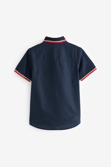Navy Blue Tipped Collar Shirt (3-16yrs)