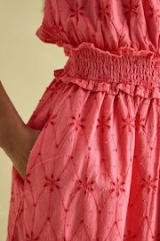 Joules Nadia Coral Pink Broderie Sun Dress - Image 5 of 6