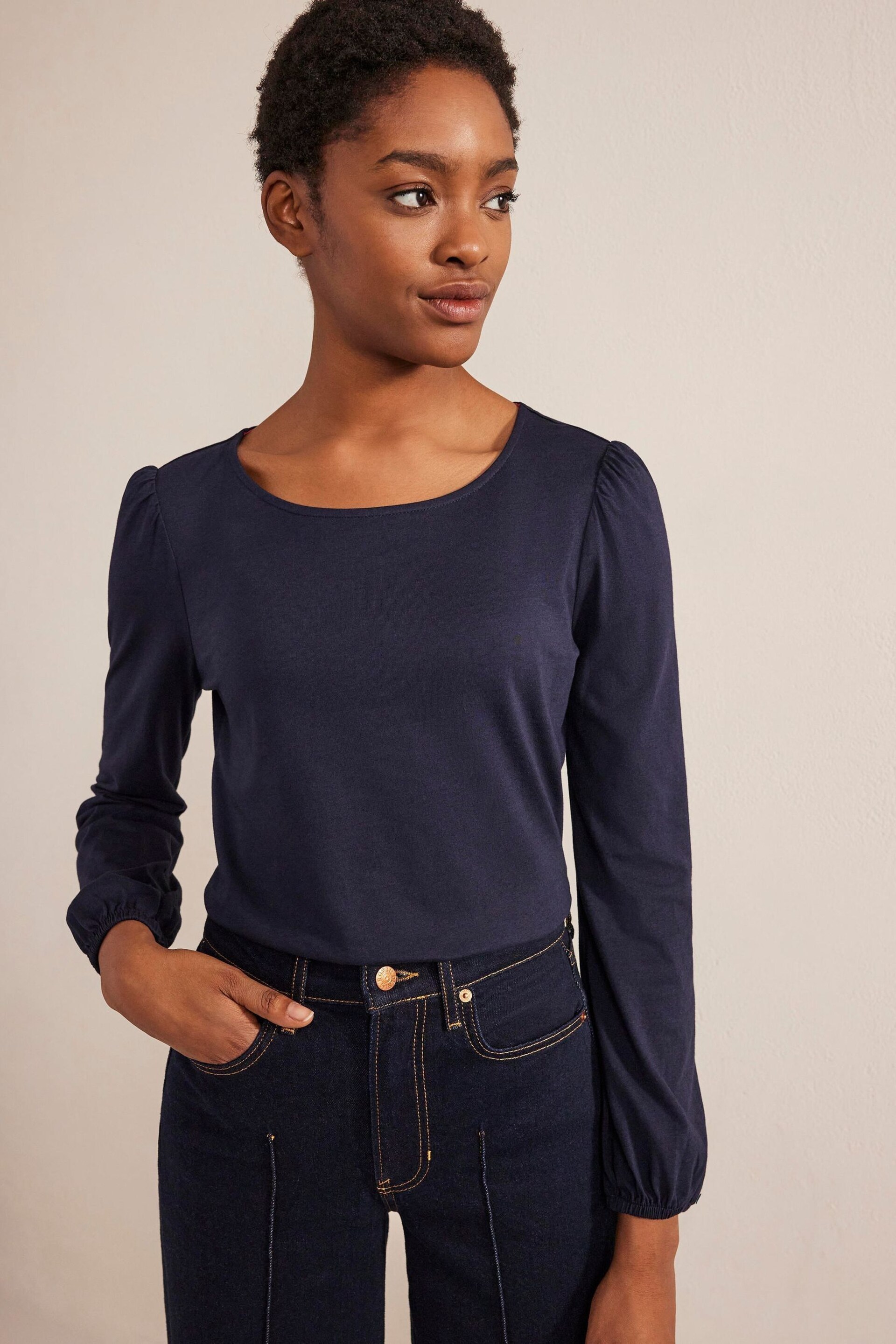 Boden Blue Supersoft Long Sleeve Top - Image 1 of 5