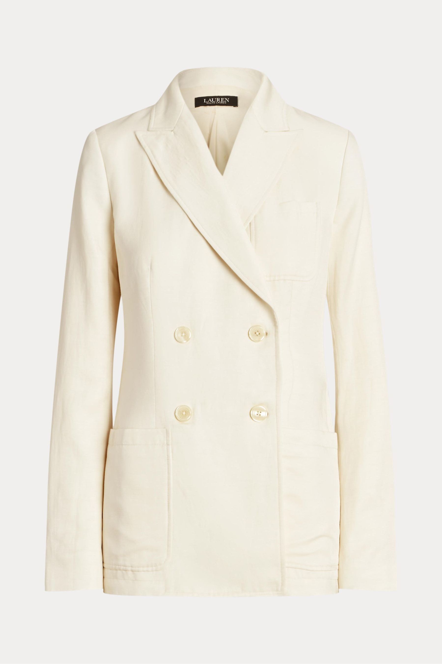 Buy Lauren Ralph Lauren Cream Telbey Double Breasted Linen Blend Twill Blazer from Next Luxembourg
