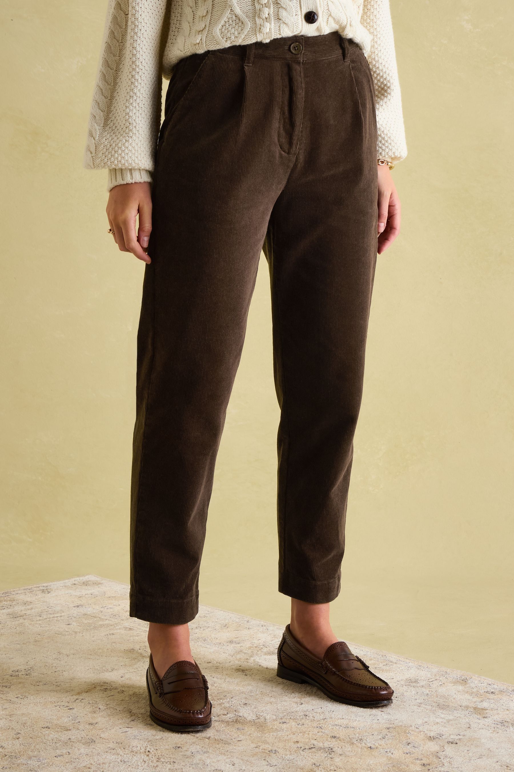 Buy Joules Calla Dark Brown Corduroy Tapered Trousers from Next USA