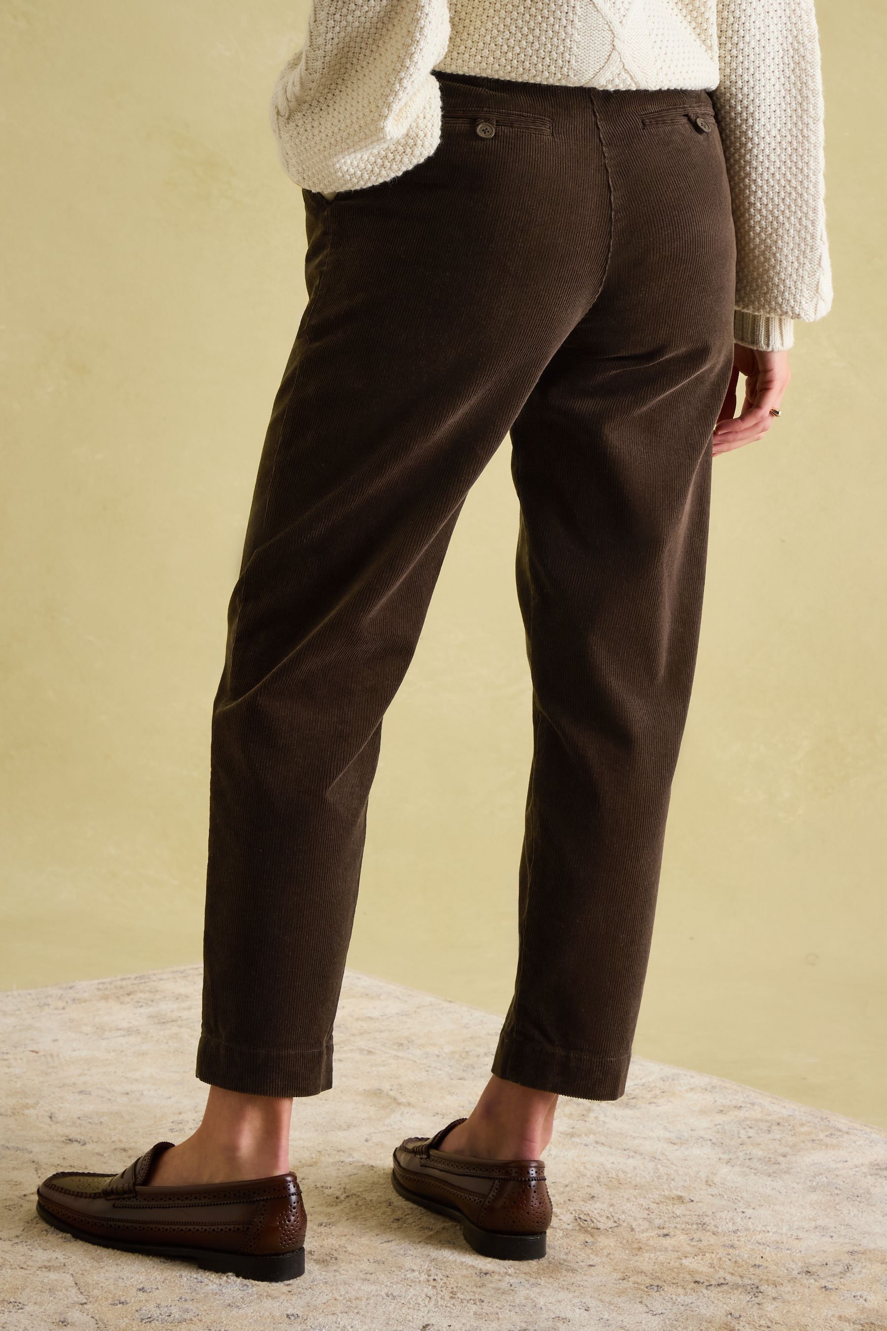 Buy Joules Calla Dark Brown Corduroy Tapered Trousers from Next USA