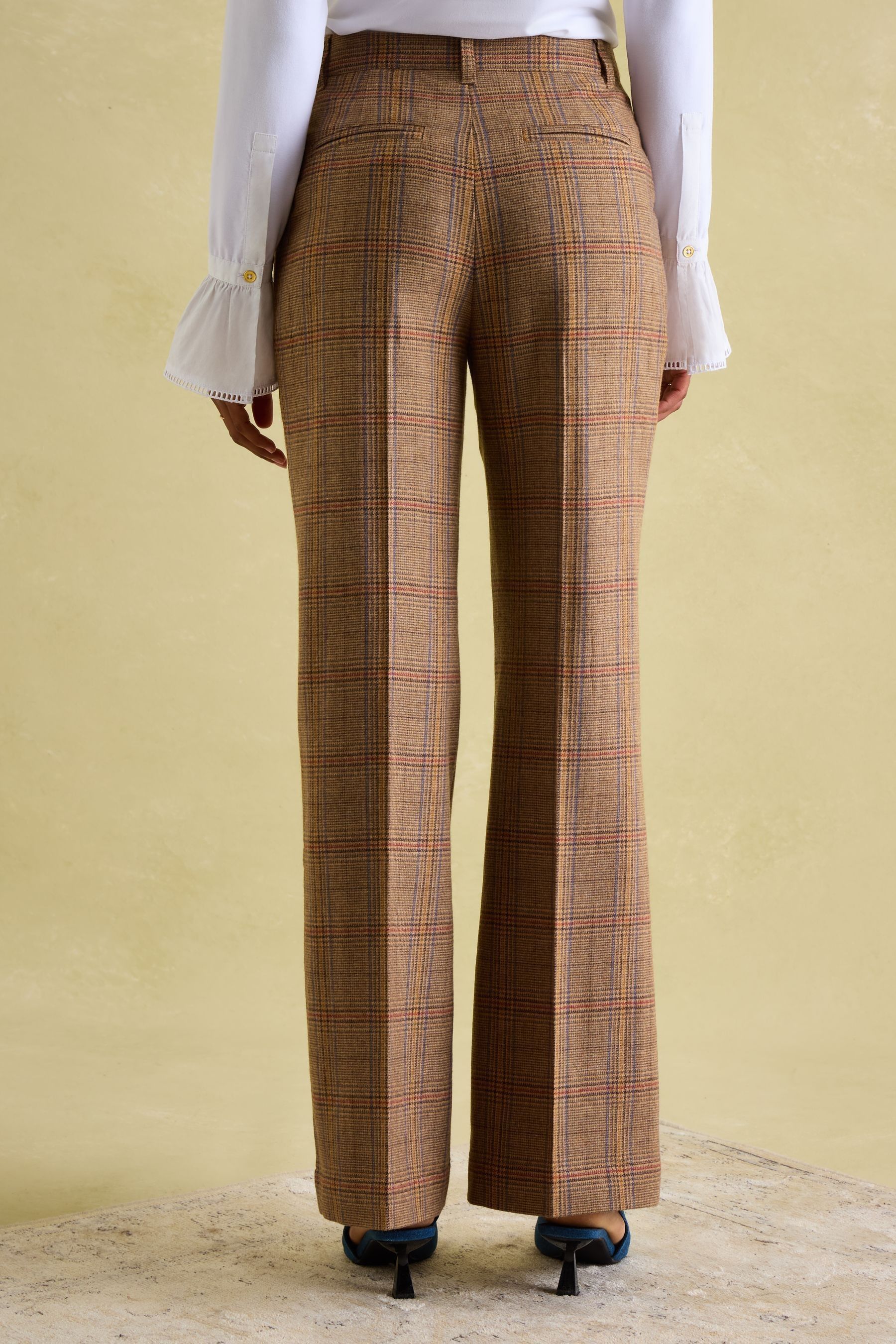 Wide leg tweed pants sale