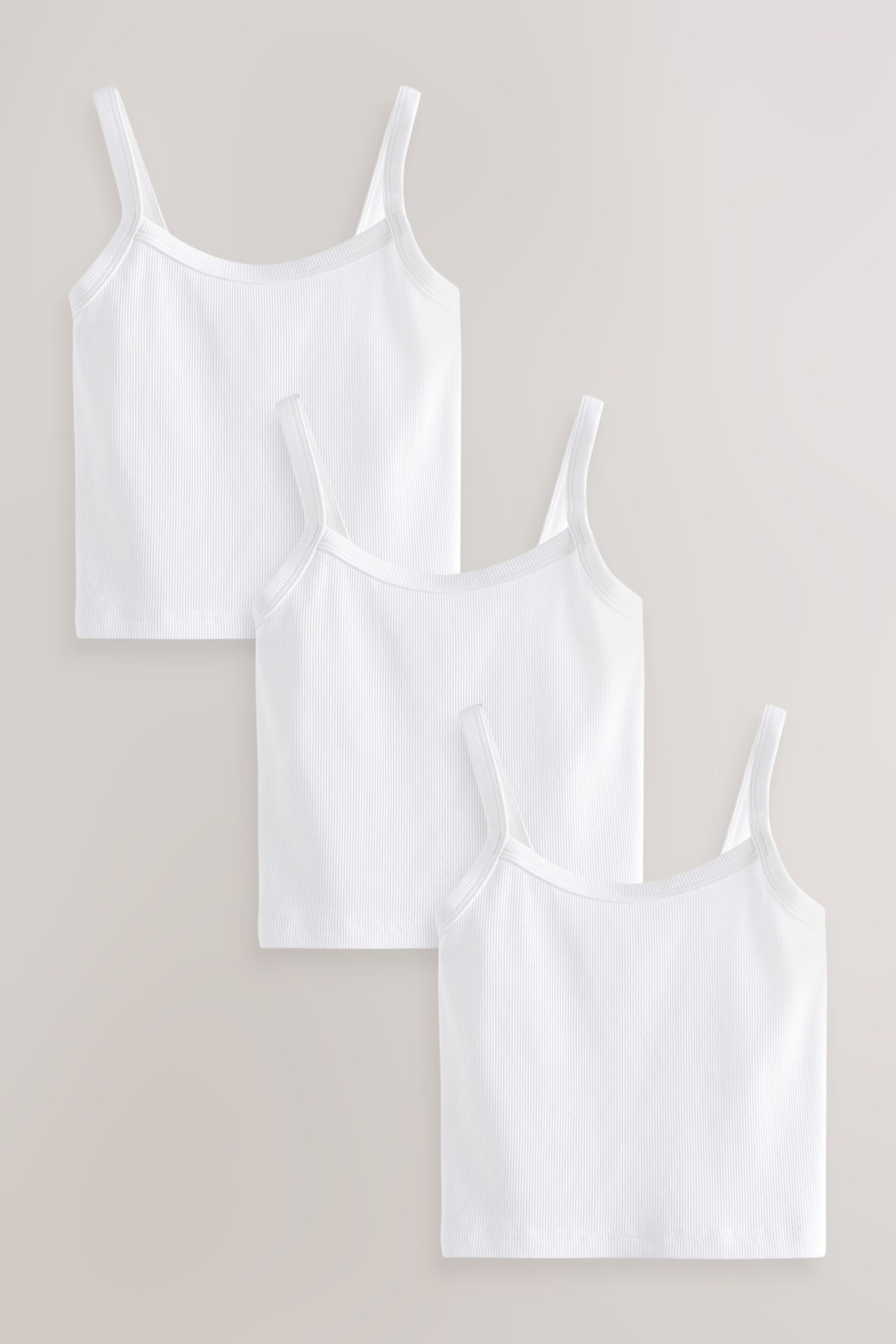White Cropped Cami Vest 3 Pack (5-16yrs) - Image 1 of 4