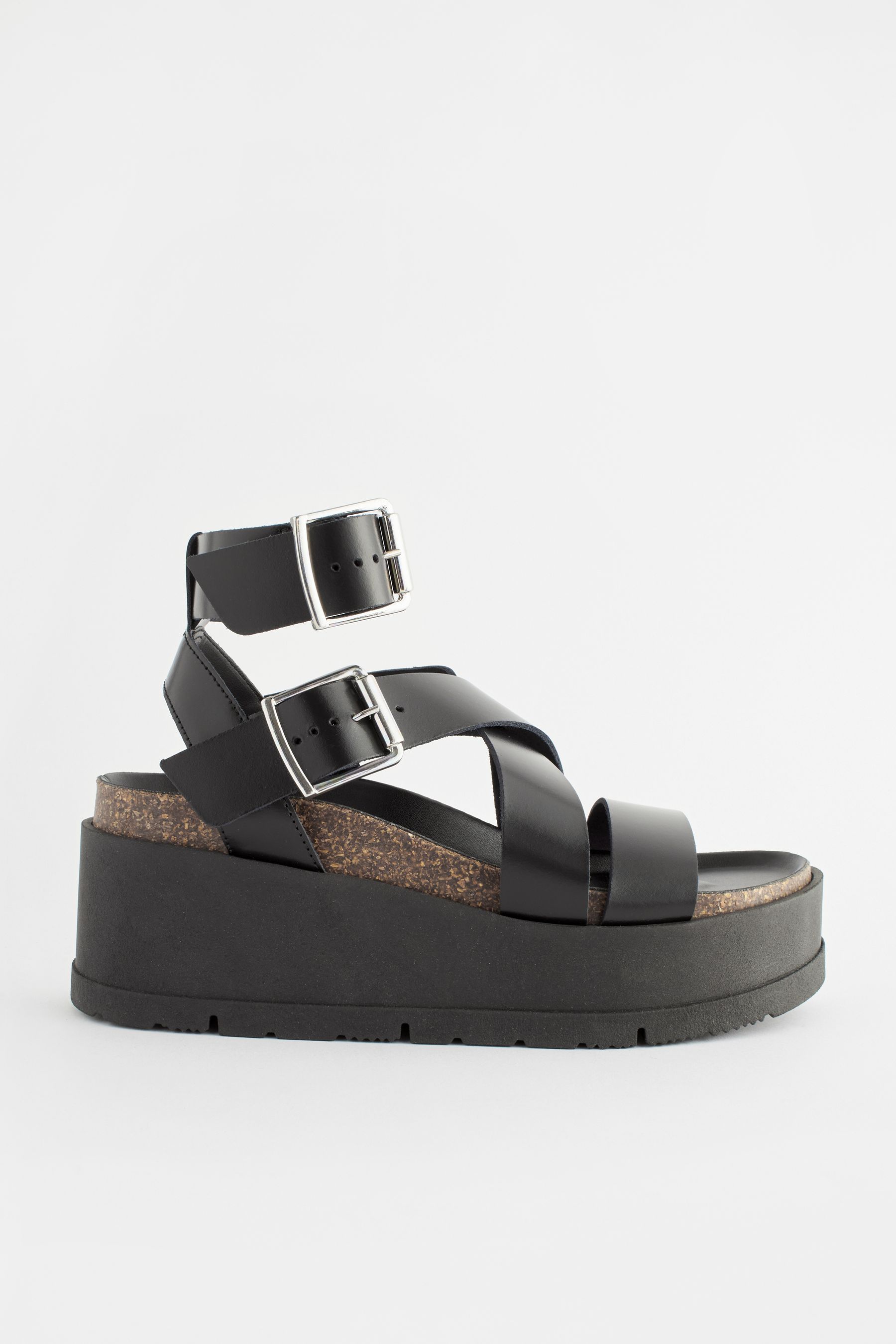 Black chunky flatforms best sale