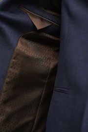 Blue Slim Fit Textured Wool Suit: Jacket - Image 6 of 11