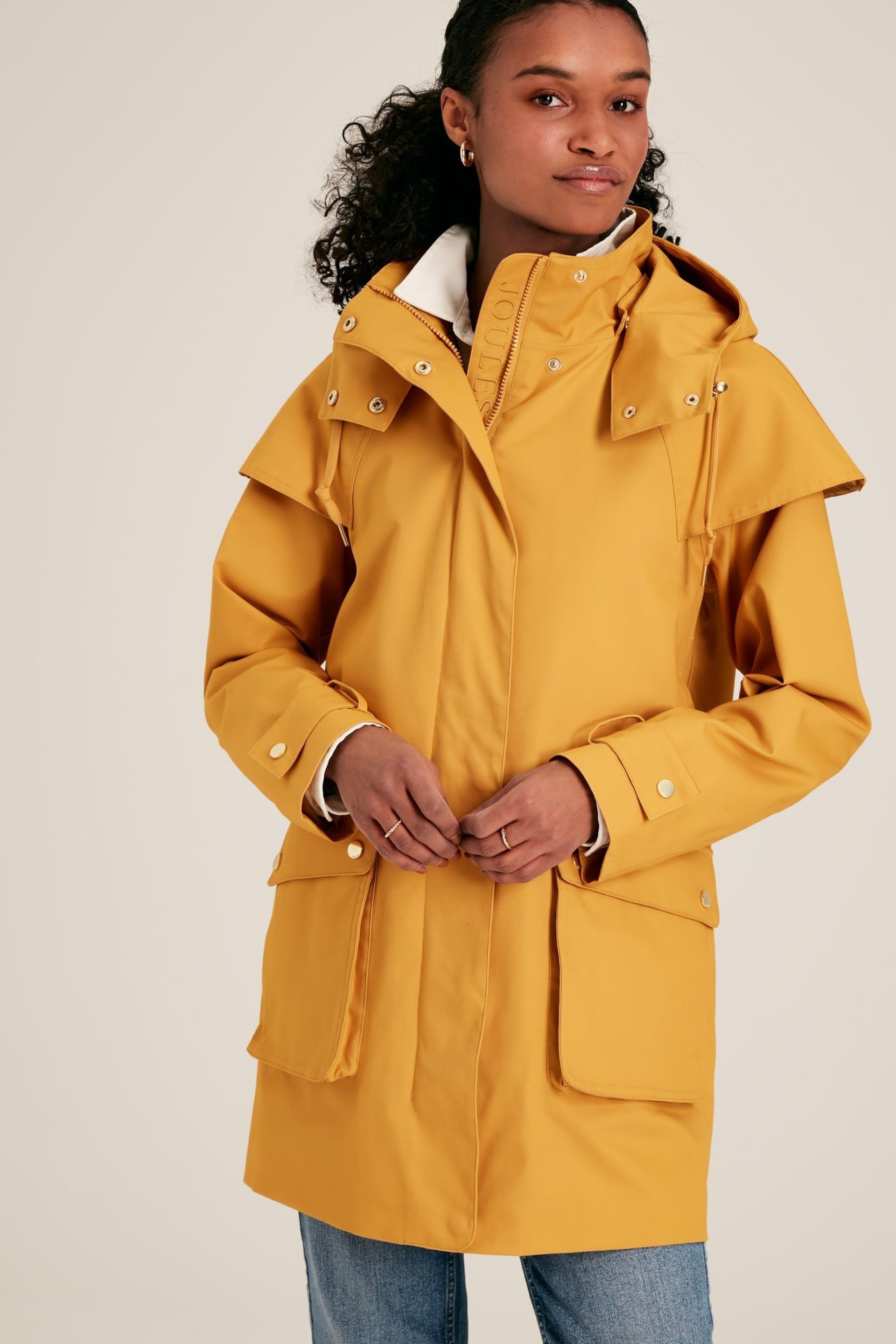 Joules Edinburgh Yellow Premium Waterproof Hooded Raincoat - Image 1 of 10