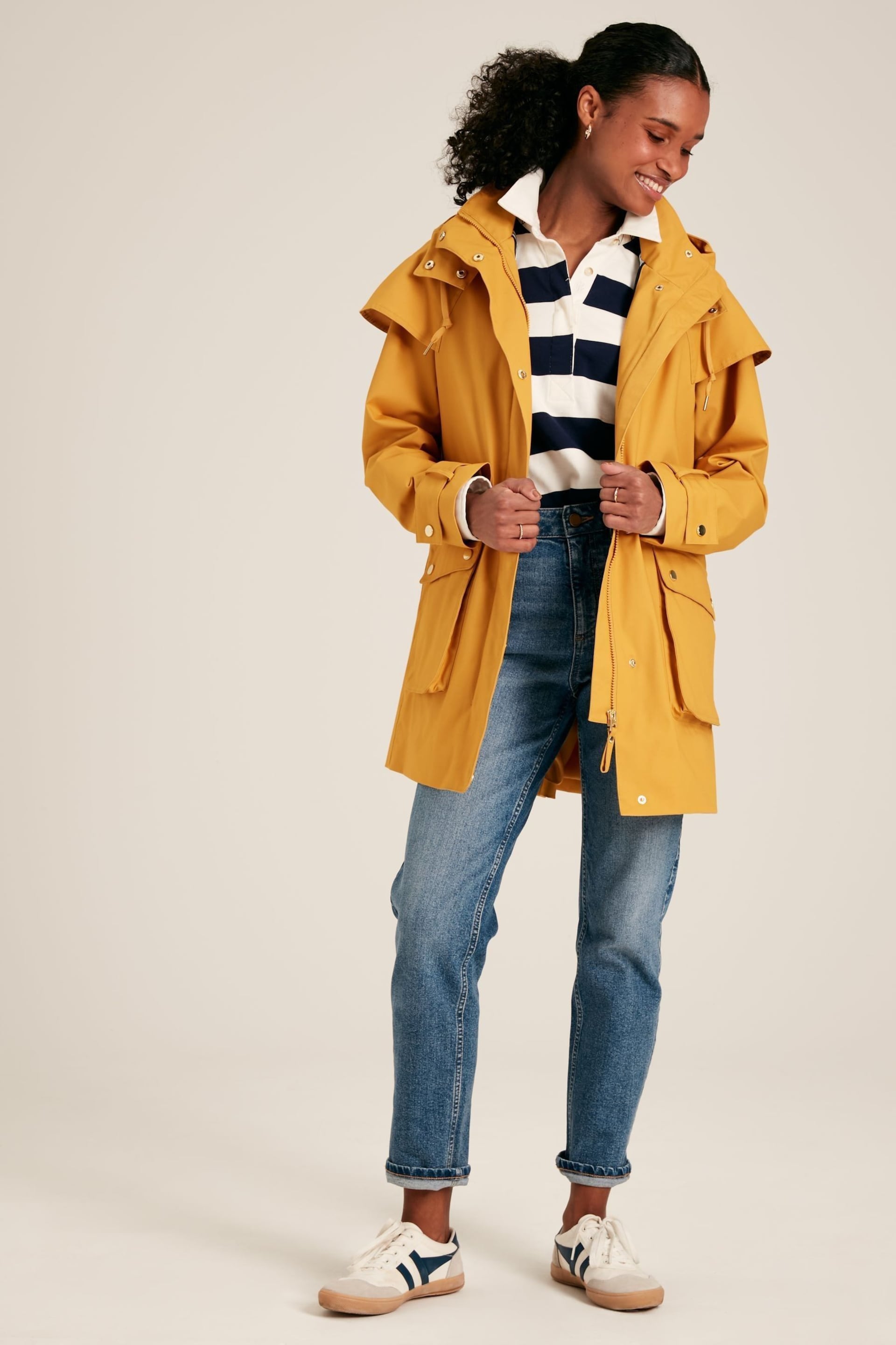Joules Edinburgh Yellow Premium Waterproof Hooded Raincoat - Image 4 of 10