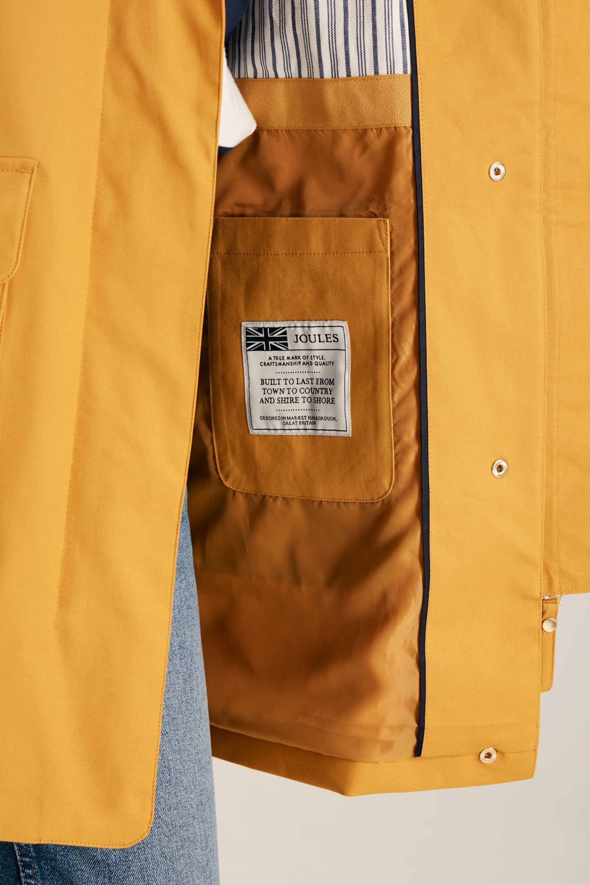 Joules Edinburgh Yellow Premium Waterproof Hooded Raincoat - Image 8 of 10