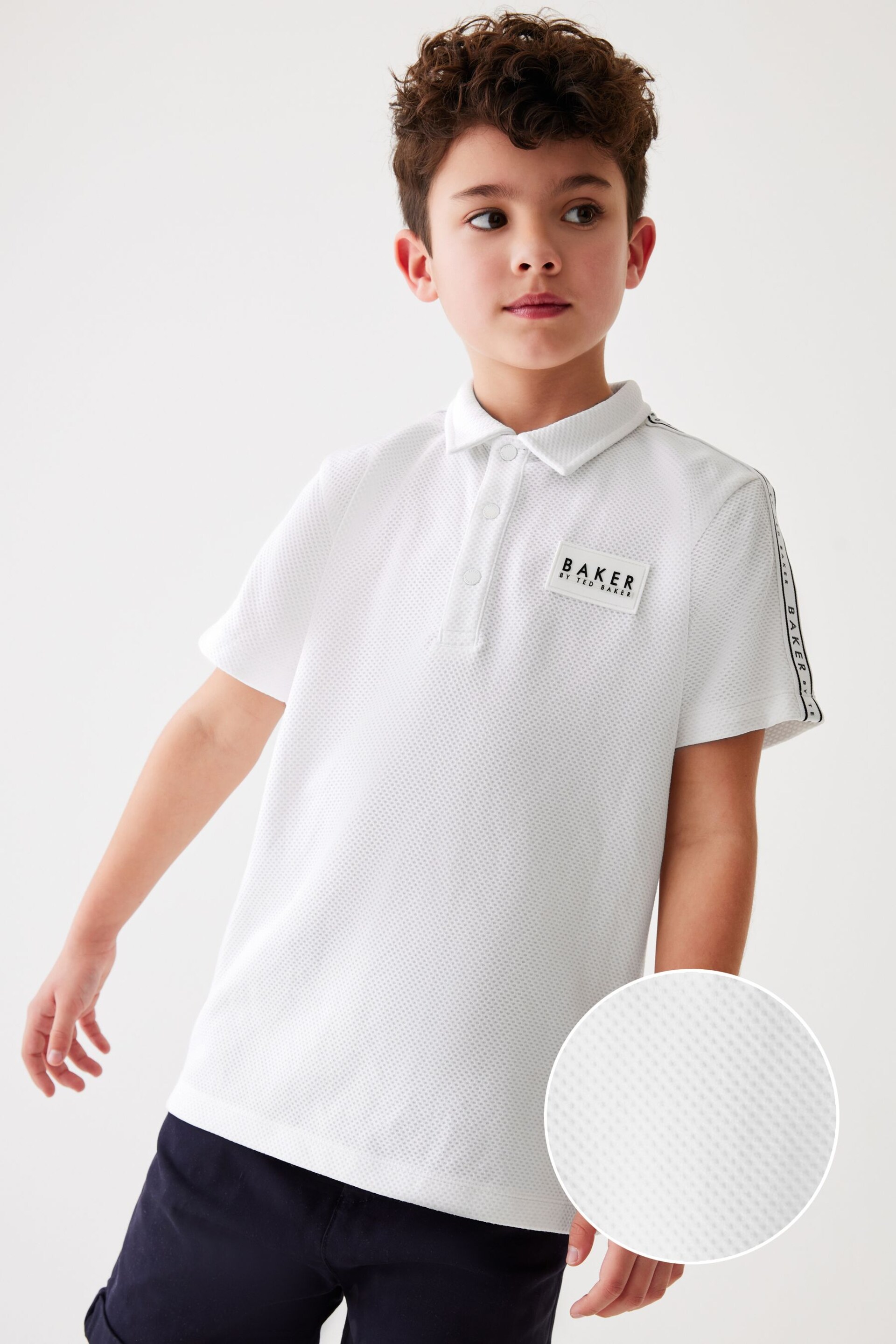 Baker by Ted Baker Textured White Polo Shirt - Image 1 of 10