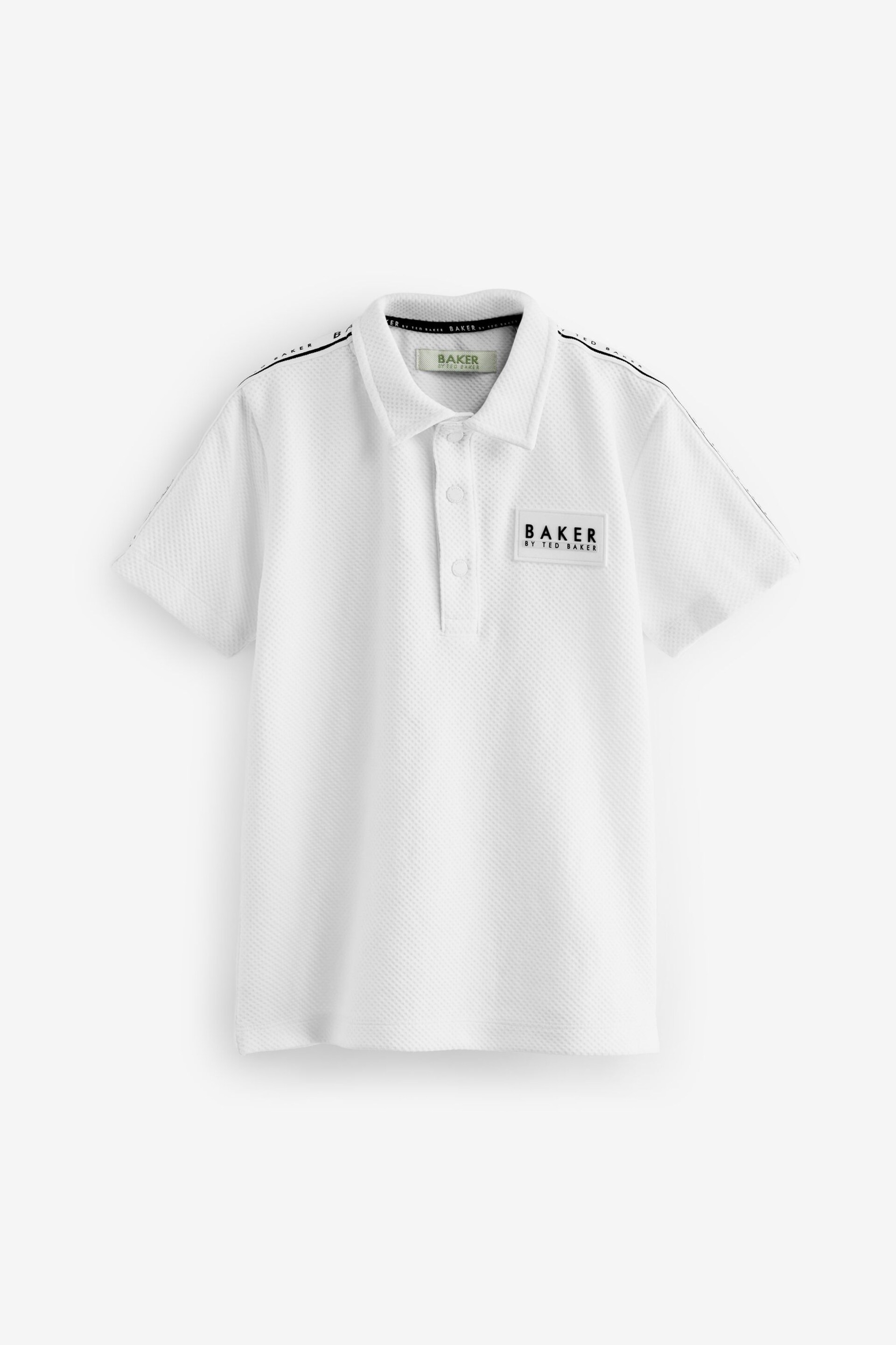 Baker by Ted Baker Textured White Polo Shirt - Image 7 of 10