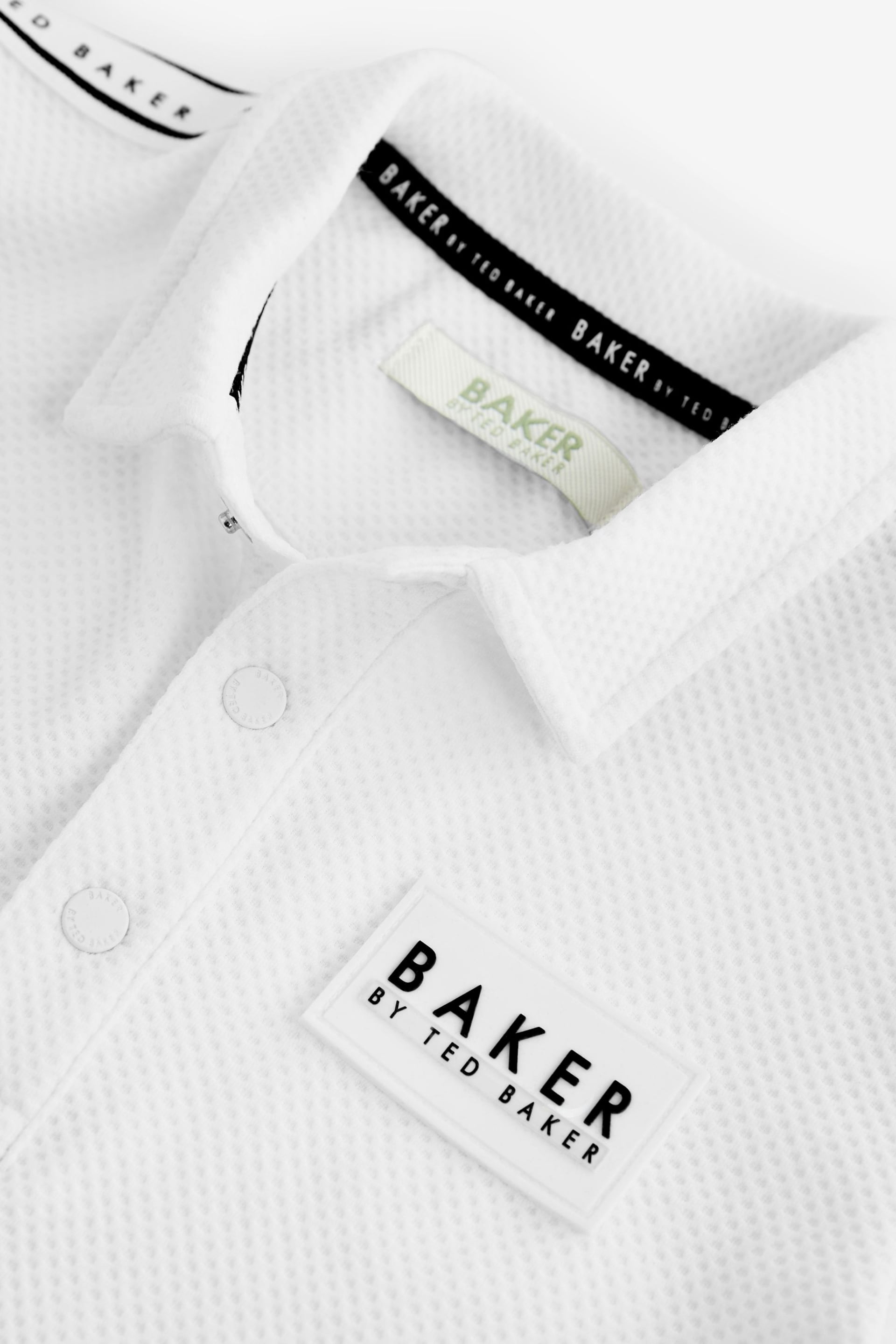 Baker by Ted Baker Textured White Polo Shirt - Image 9 of 10
