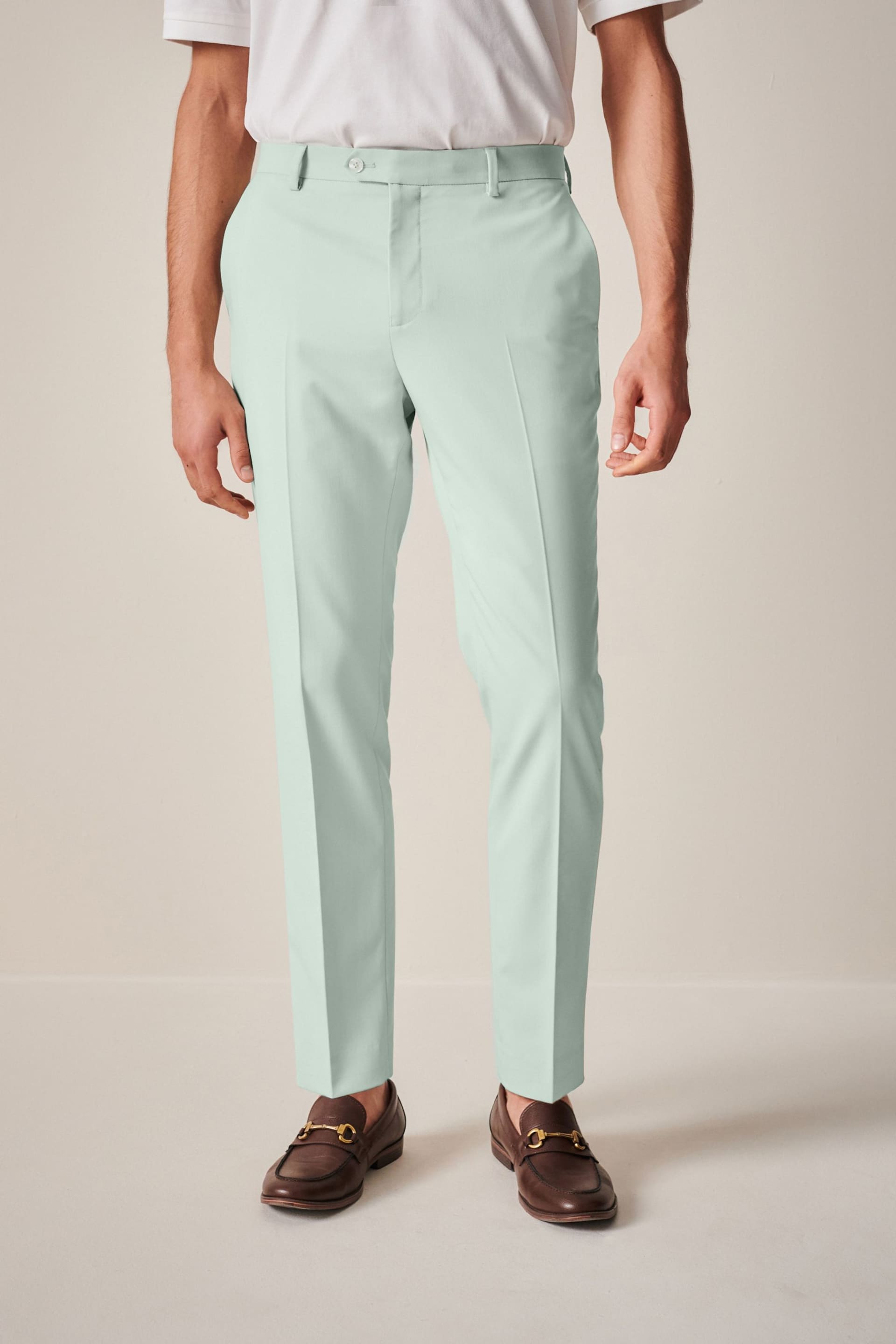 Mint Green Skinny Fit Motionflex Stretch Suit: Trousers - Image 1 of 7