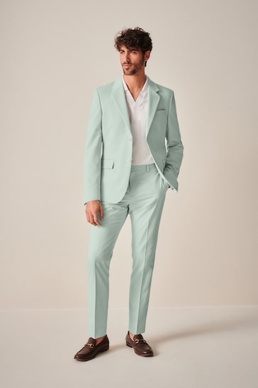 Mint Green Skinny Fit Motionflex Stretch Suit: Trousers