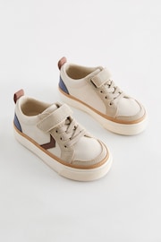 Neutral Beige Wide Fit (G) Touch Fastening Chevron Trainers - Image 1 of 6