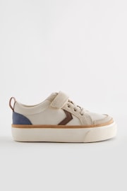 Neutral Beige Wide Fit (G) Touch Fastening Chevron Trainers - Image 2 of 6