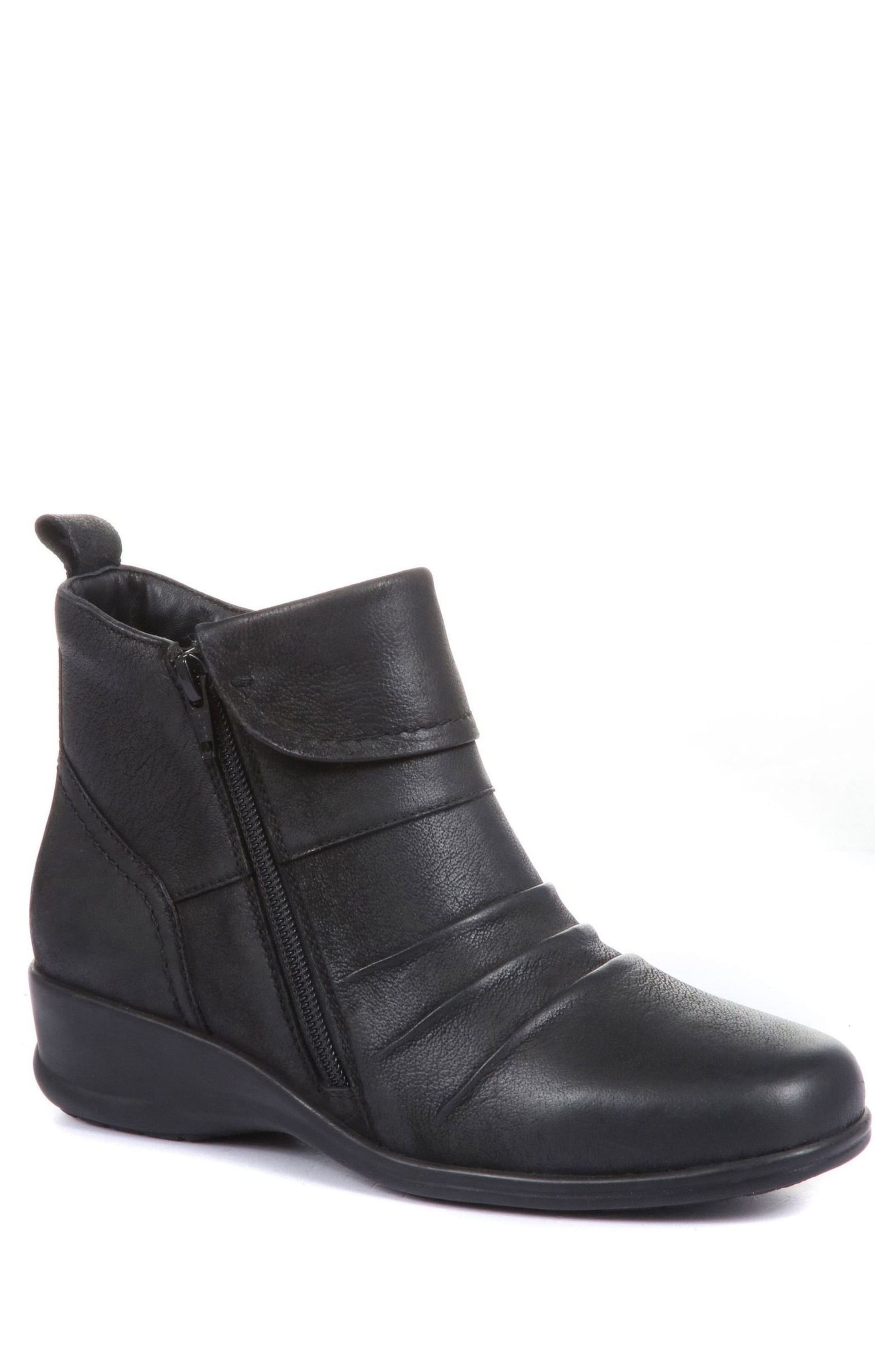 Pavers Black Ladies Dual Zip Leather Ankle Boots - Image 2 of 5