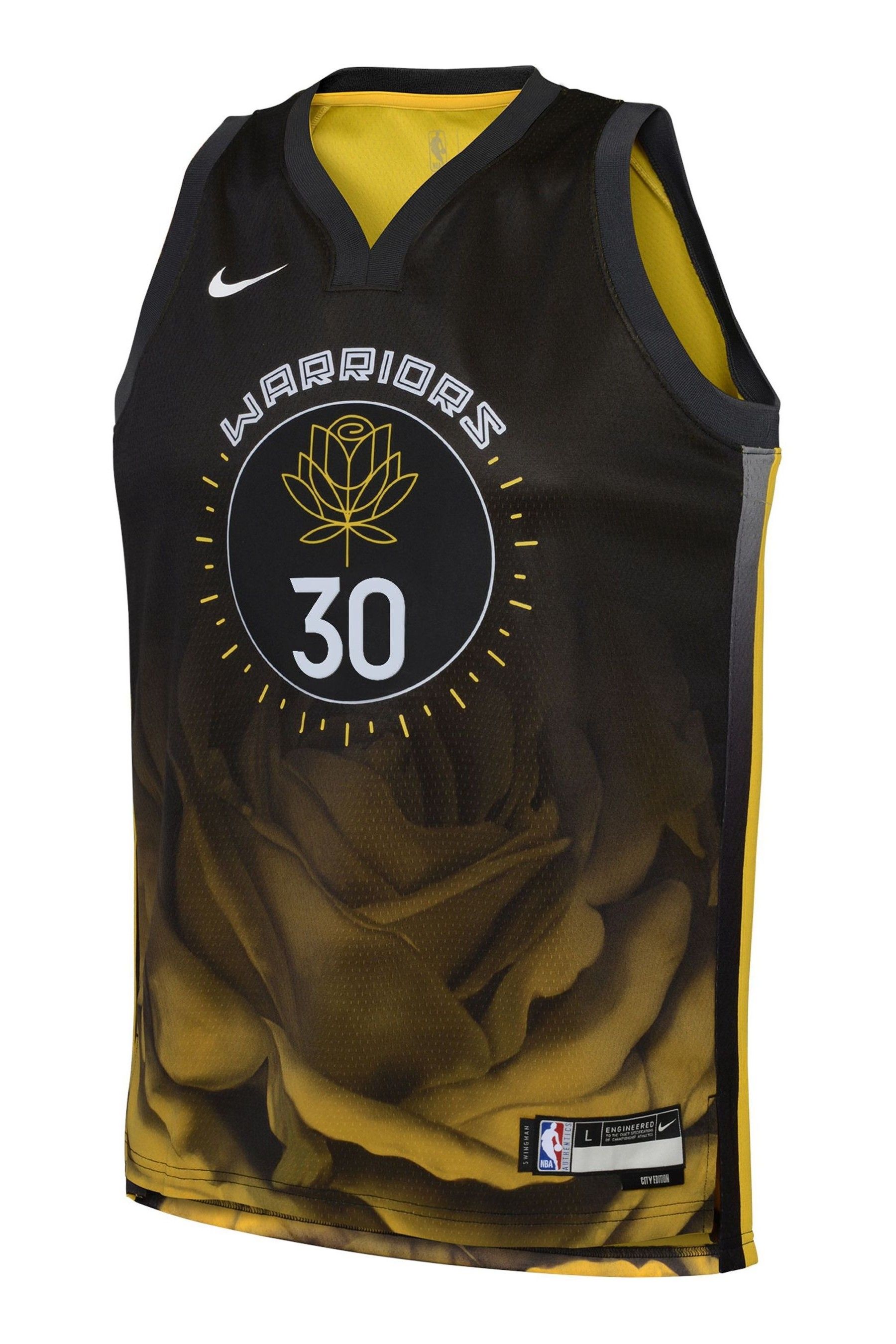 Black and 2025 yellow warriors jersey
