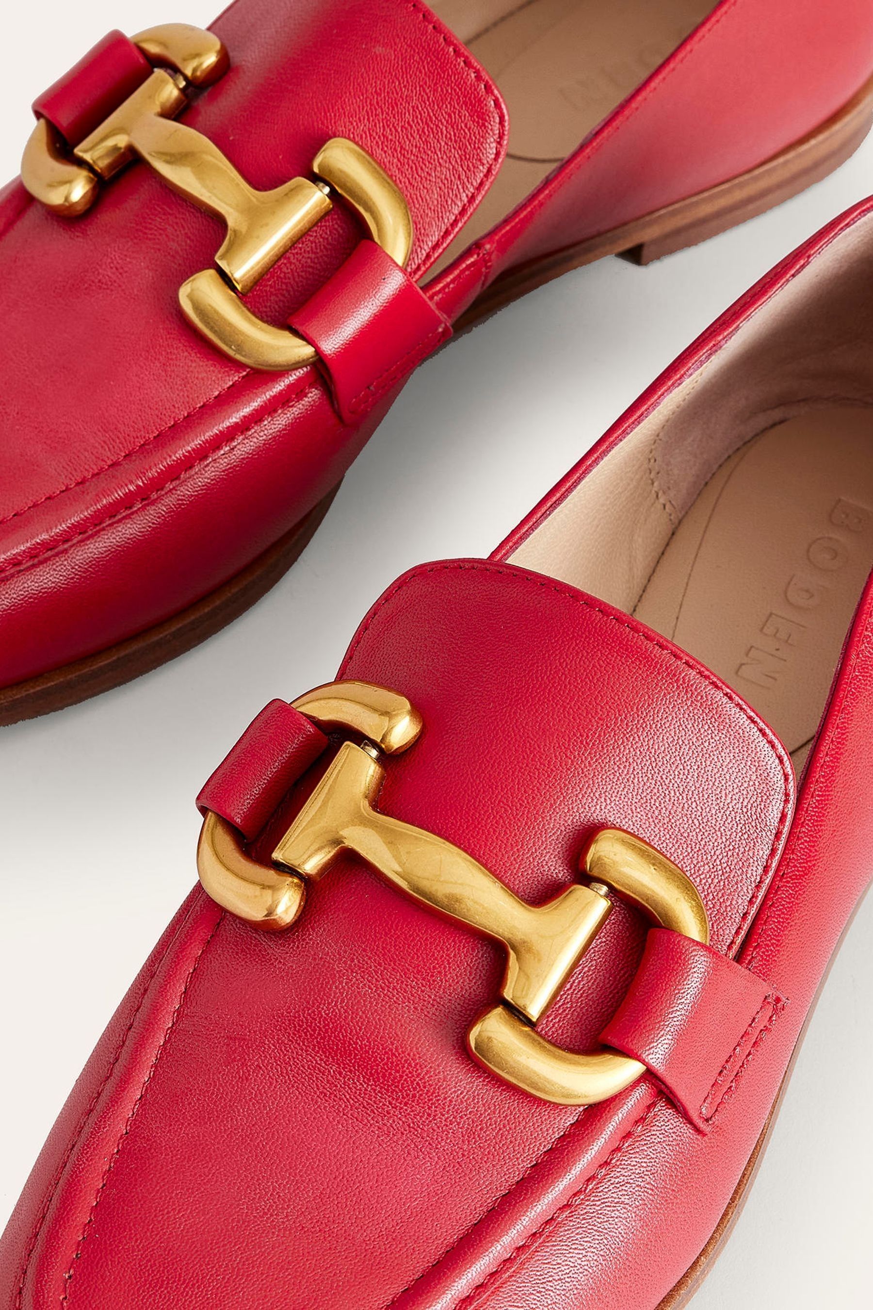 Red leather moccasins clearance