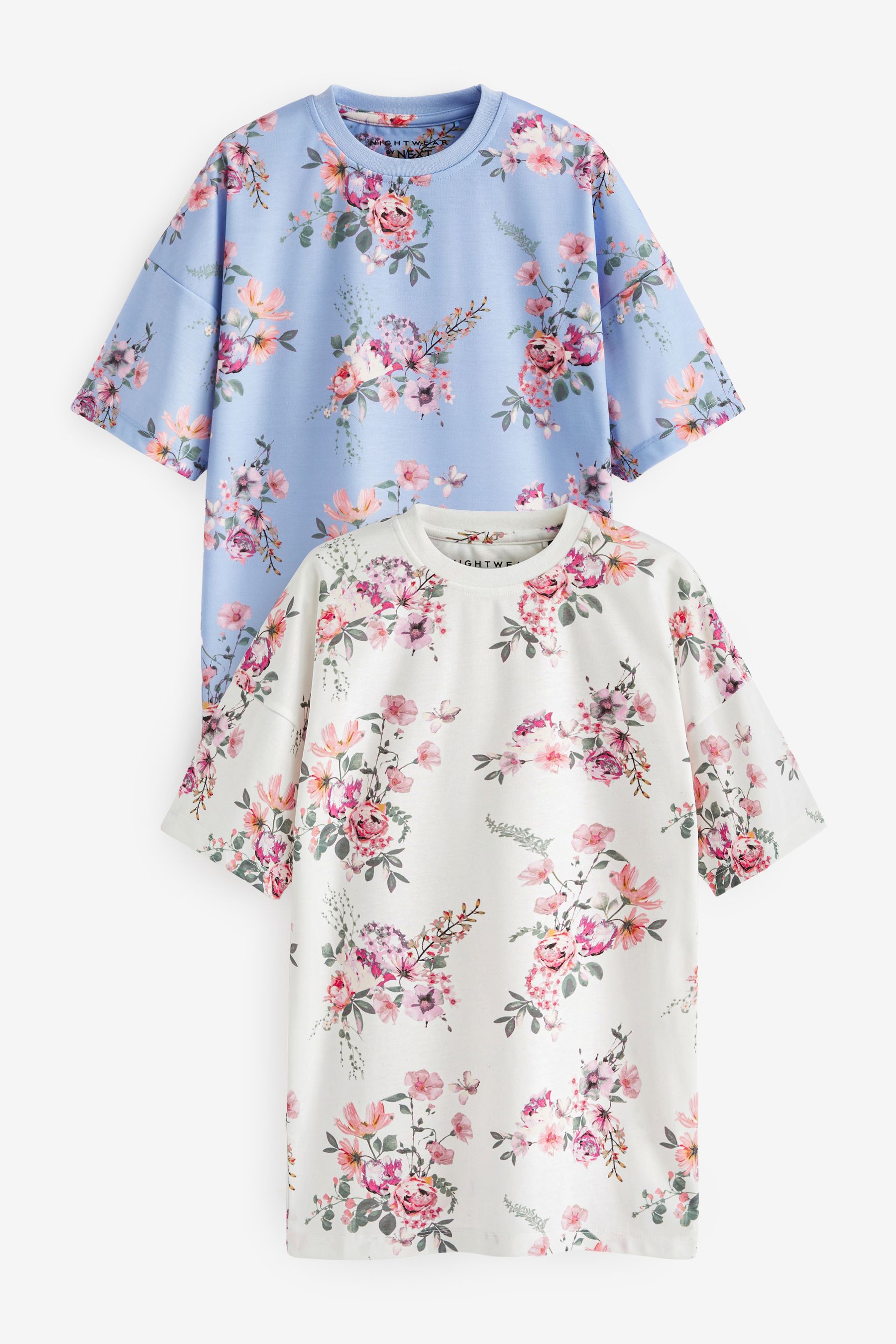 Blue White Floral Nighties 2 Pack 2 16yrs