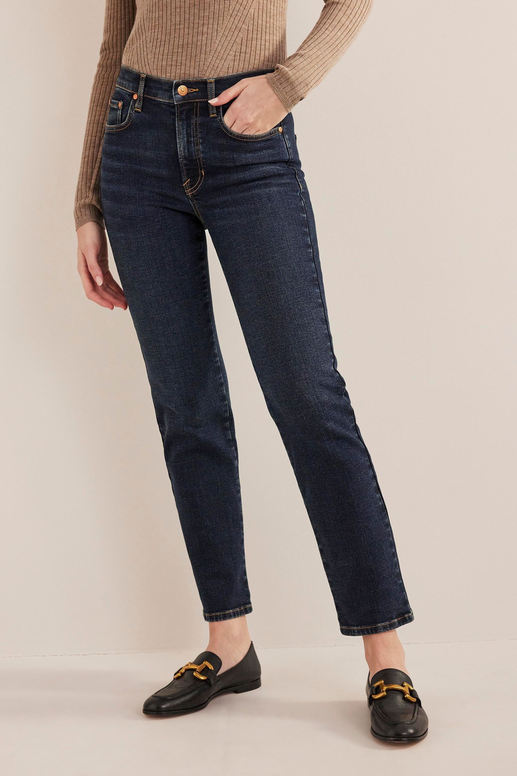 Buy Boden Nevy Blue Mid Rise Slim Jeans from Next Luxembourg