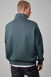 Blue Zip Through Funnel Neck Jersey Cotton Rich Zip Through Funnel Neck Sweatshirt - Image 5 of 8