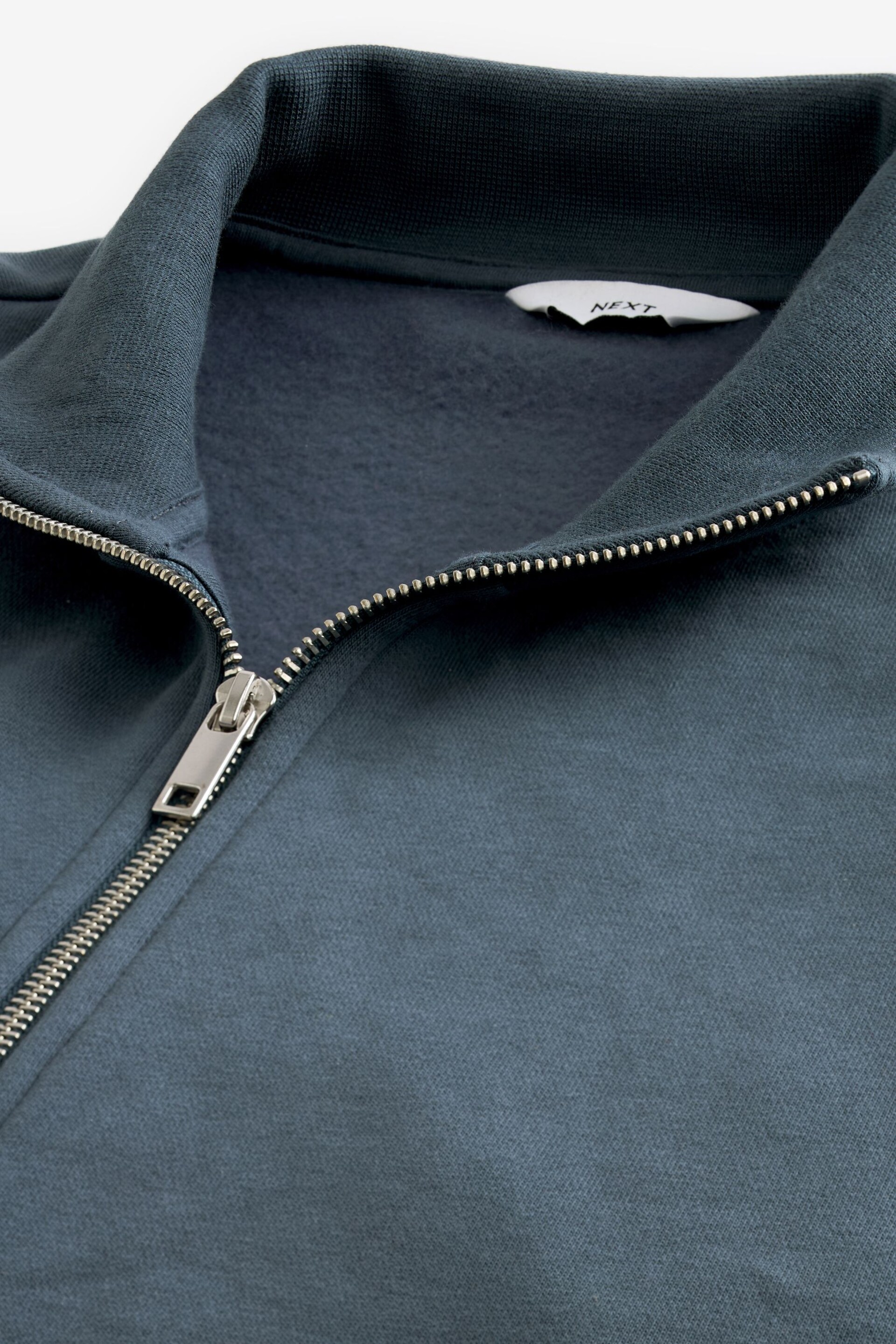 Blue Zip Through Funnel Neck Jersey Cotton Rich Zip Through Funnel Neck Sweatshirt - Image 8 of 8