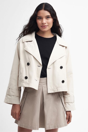 Barbour International® Beige Hadfield Cropped Trench Coat