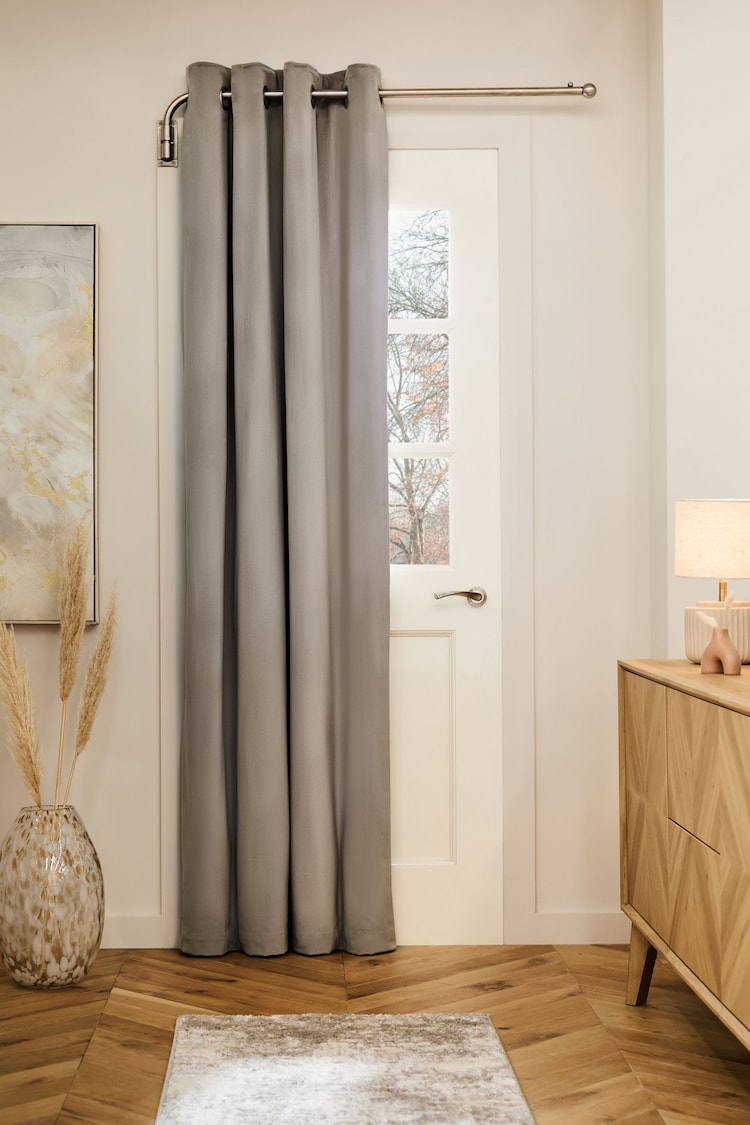 Mink Natural Matte Velvet Eyelet Eyelet Curtains - Image 1 of 5