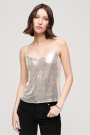 Superdry Silver Sequin Cami Vest Top - Image 1 of 5