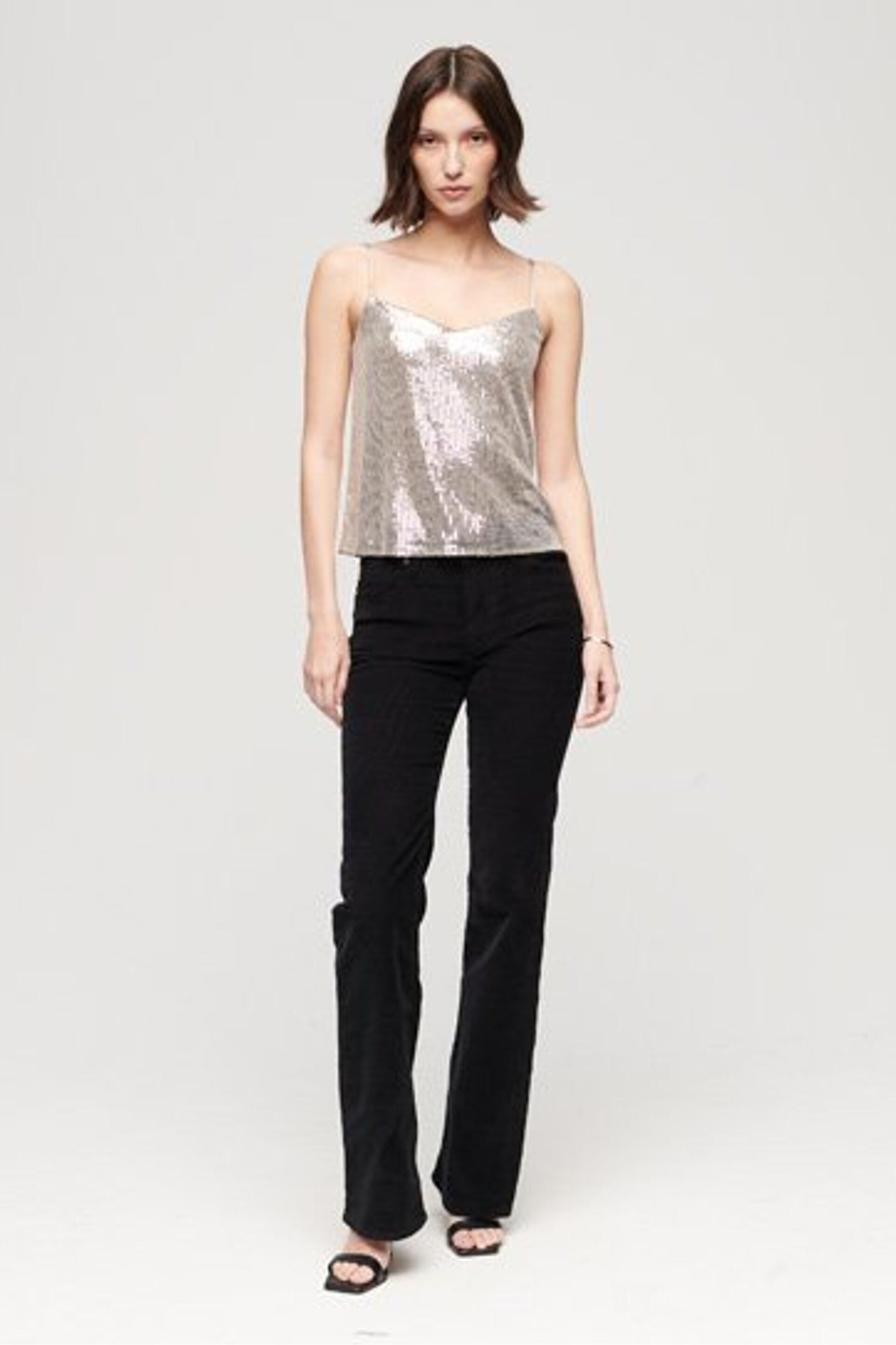 Superdry Silver Sequin Cami Vest Top - Image 2 of 5