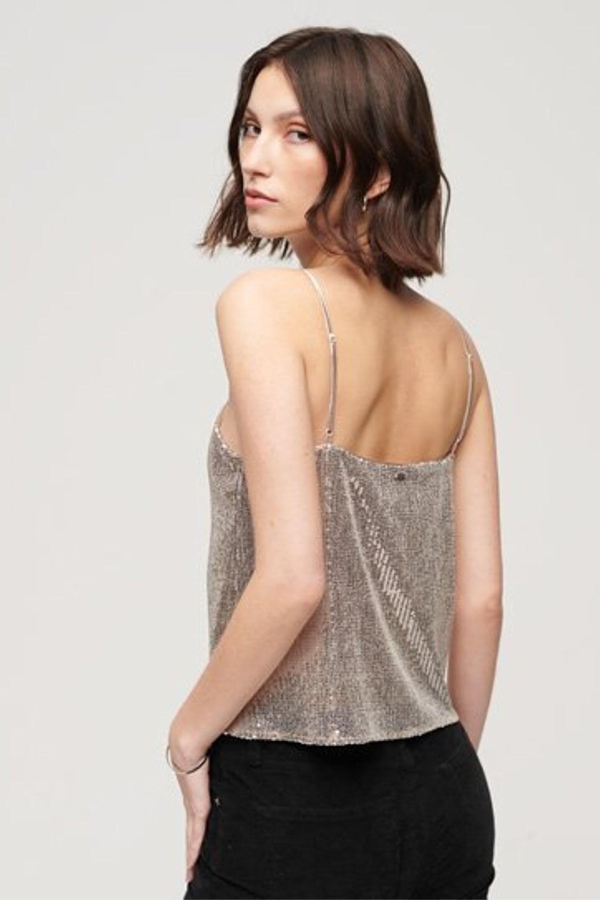 Superdry Silver Sequin Cami Vest Top - Image 3 of 5