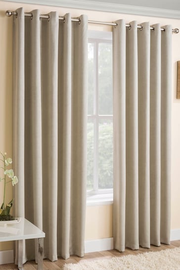 Enhanced Living Cream Vogue Ready Made Thermal Blackout Eyelet Curtains
