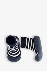 JoJo Maman Bébé Navy Ecru Stripe Stripe Indoor Outdoor Slipper Socks - Image 3 of 4