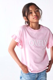 River Island Pink Girls Lovely Graphic T-Shirt - Image 1 of 5
