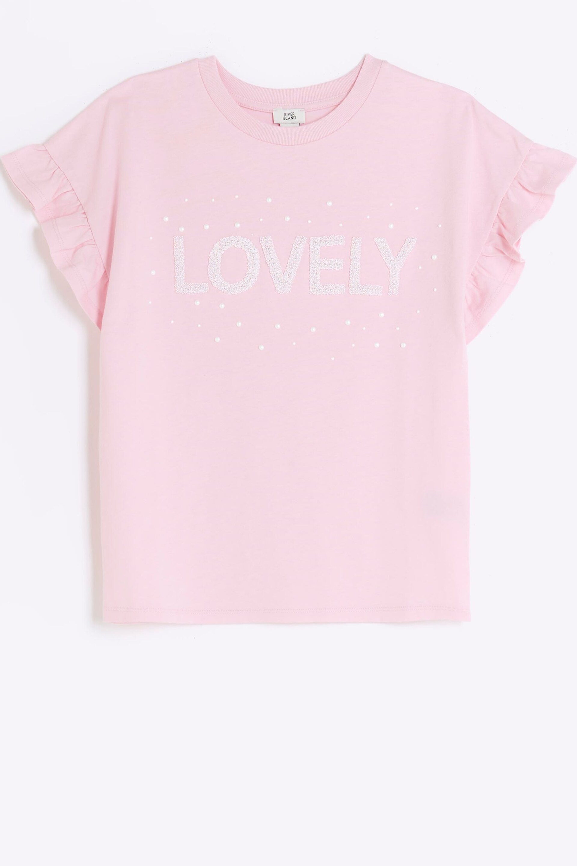 River Island Pink Girls Lovely Graphic T-Shirt - Image 2 of 5