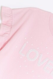 River Island Pink Girls Lovely Graphic T-Shirt - Image 4 of 5