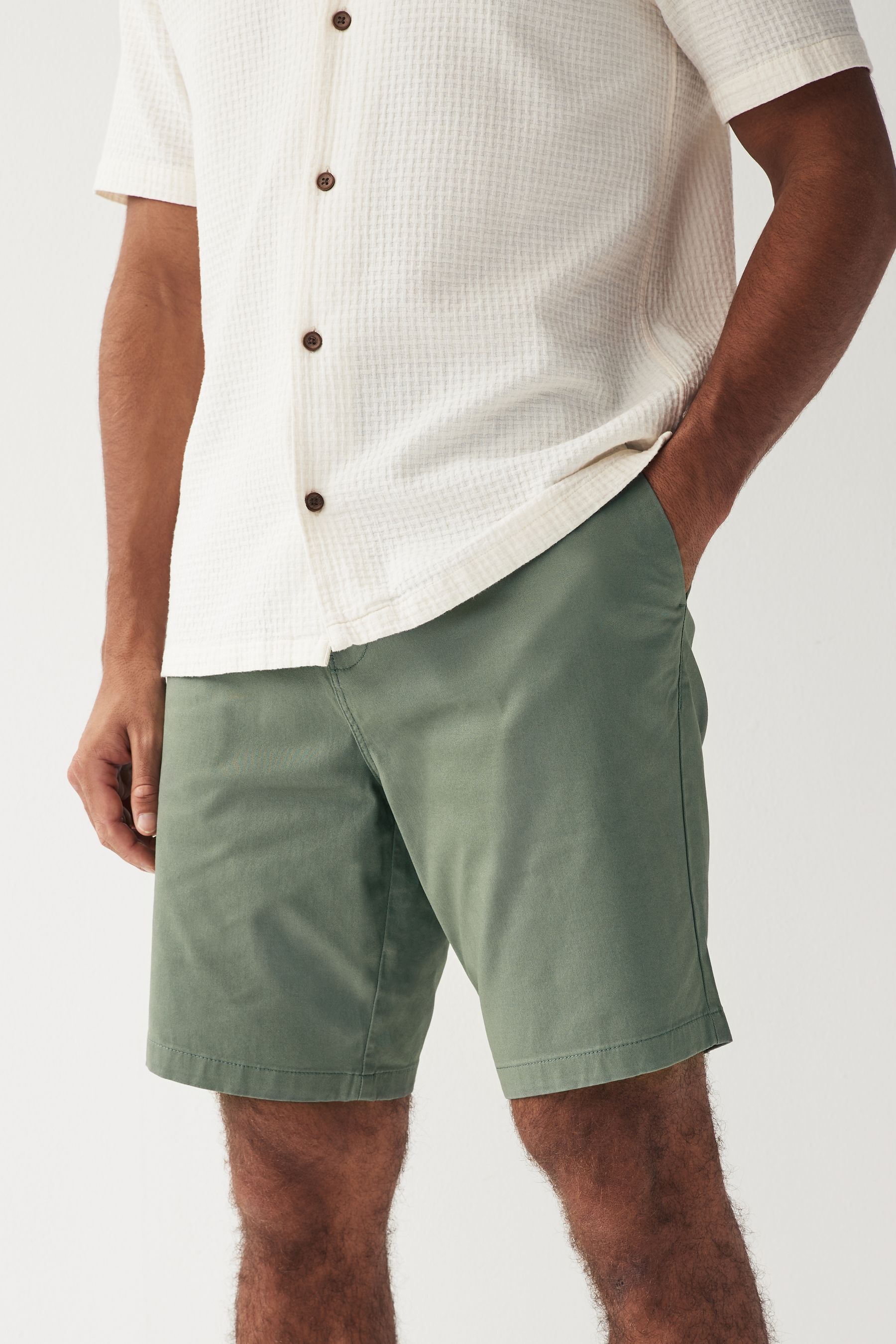Buy Sage Green Slim Fit Stretch Chinos Shorts from the Next UK online shop