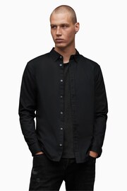 AllSaints Black Crome Hawthorne Long Sleeved Shirt - Image 1 of 5