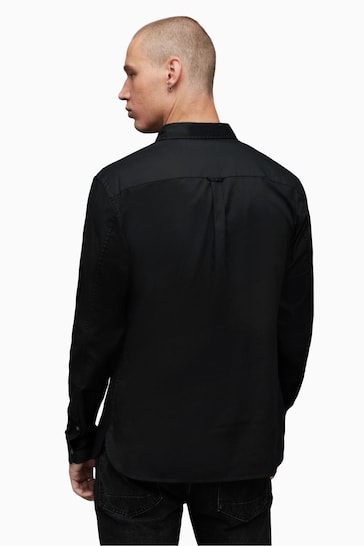 AllSaints Black Crome Hawthorne Long Sleeved Shirt
