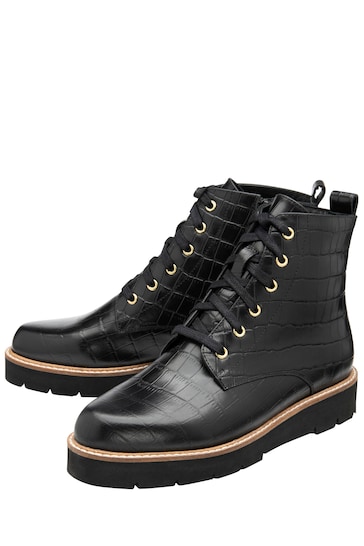 Ravel Black chrome Leather Ankle Boots