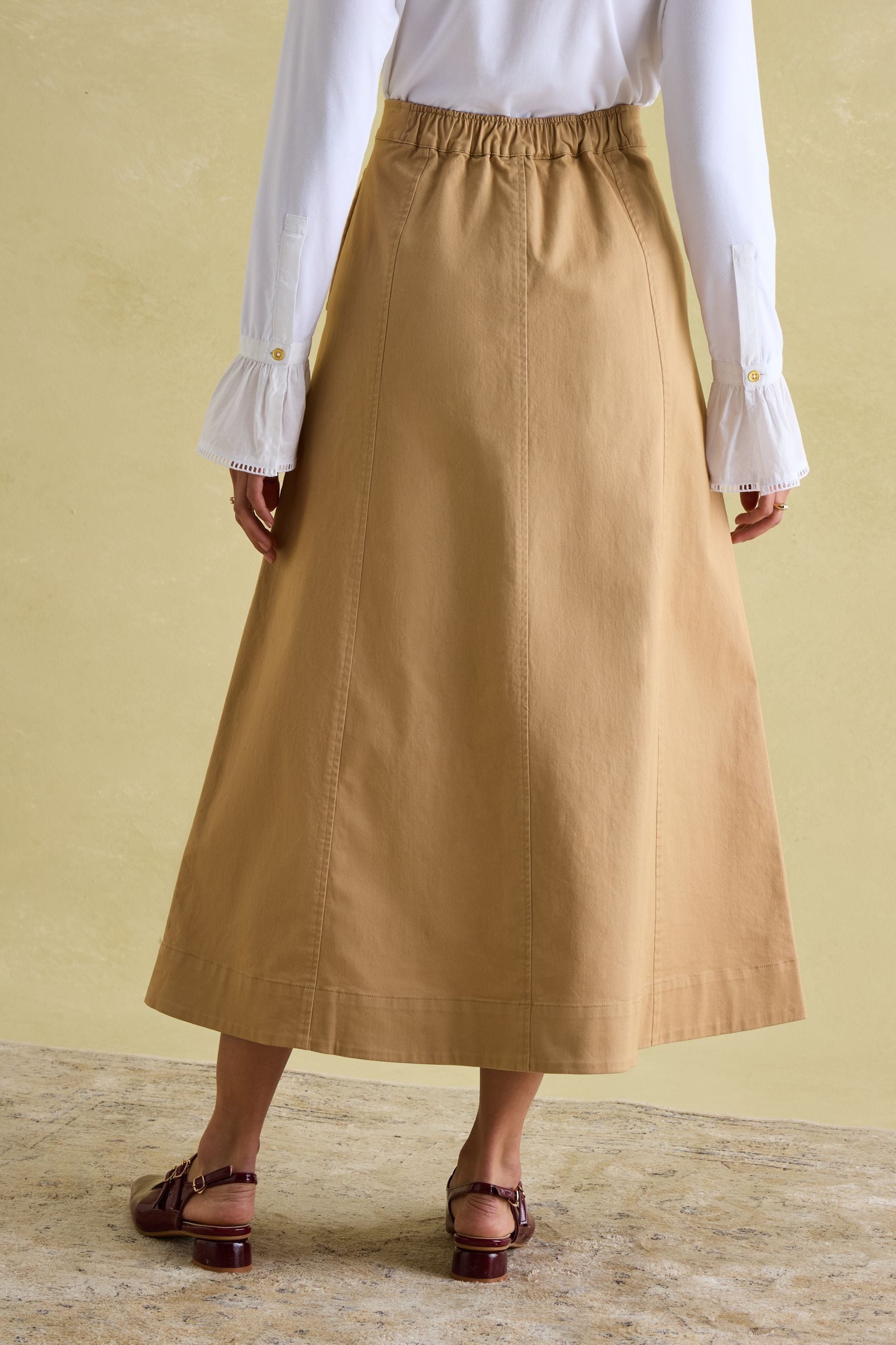 Tan a line midi skirt top