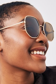 Rose Gold Smokey Lens Soft Hexagon Sunglasses - Image 2 of 6